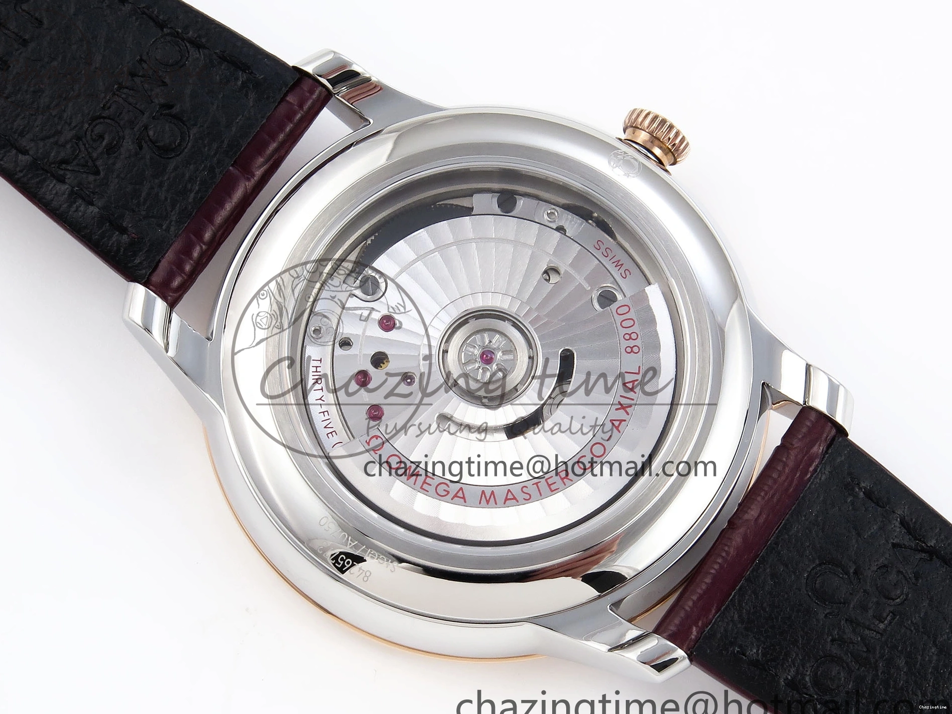 0223 Minimalist De Ville Power Reserve RG MKF 1:1 Best Edition RG Textured Dial on Brown Leather Strap A 7749